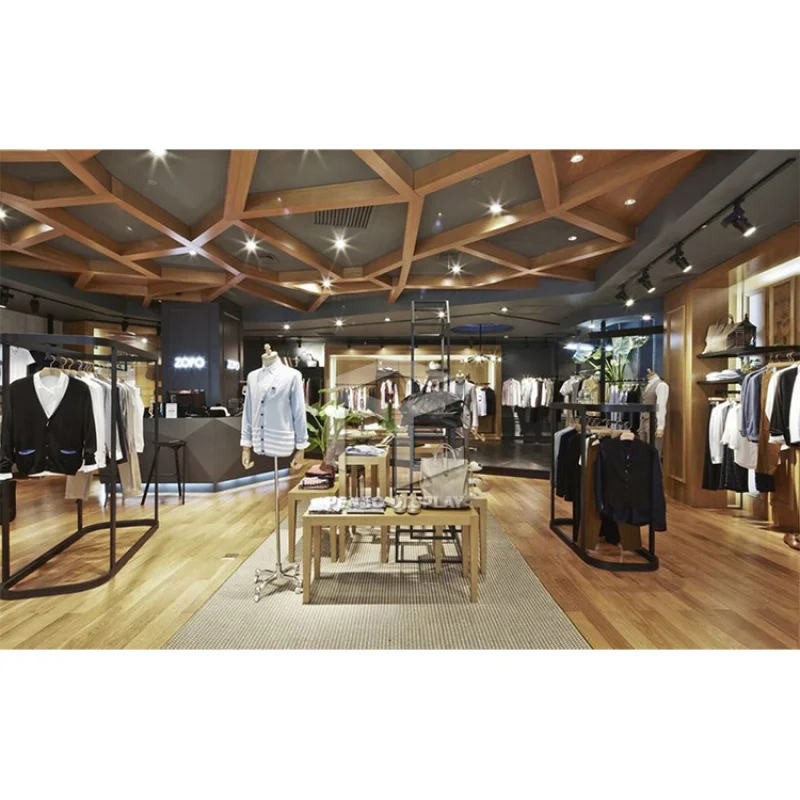 2025customized.Fashion men's clothing store display design professional clothes shop racks garments shop decoration design
2025customized.Fashion men's clothing store display design professional clothes shop racks garments shop decoration design