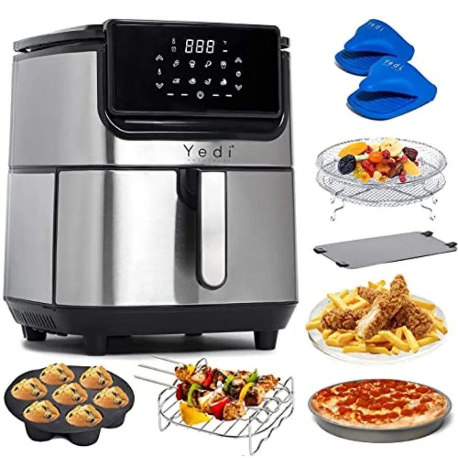 Air Fryer for home cooking, stainless-steel finish, ceramic cooking basket, 6.8-quart capacity, includes deluxe accessory kit a
Air Fryer for home cooking, stainless-steel finish, ceramic cooking basket, 6.8-quart capacity, includes deluxe accessory kit a