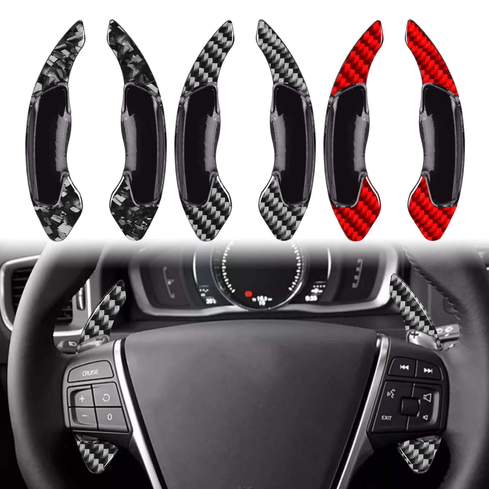 For Volvo XC90, XC60, XC40 carbon fiber shift paddles, steering wheel control modification, interior sticker
For Volvo XC90, XC60, XC40 carbon fiber shift paddles, steering wheel control modification, interior sticker