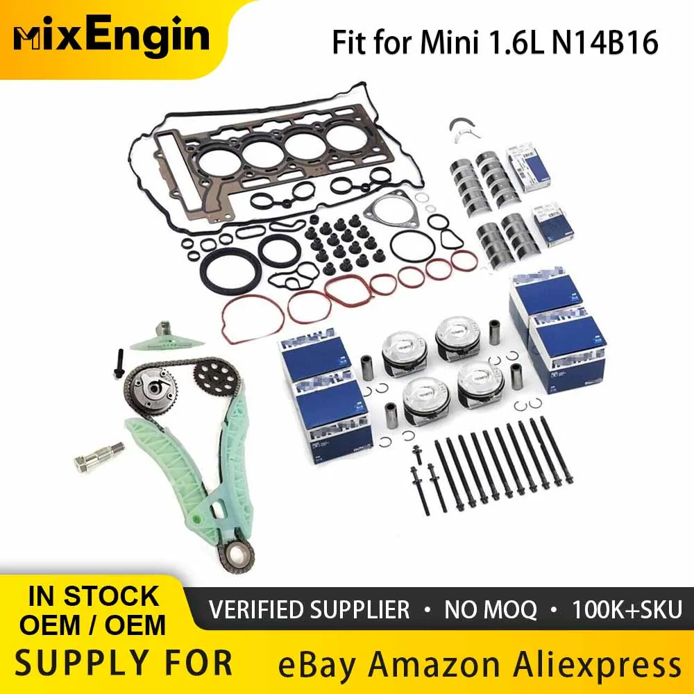 Engine Overhaul Rebuild Kit Head Bolt Pistons Rings Set Fit 1.6 L N14B16 For Mini Cooper S JCW R55 R56 R57 R58 R59 1.6L L4 Gas
Engine Overhaul Rebuild Kit Head Bolt Pistons Rings Set Fit 1.6 L N14B16 For Mini Cooper S JCW R55 R56 R57 R58 R59 1.6L L4 Gas