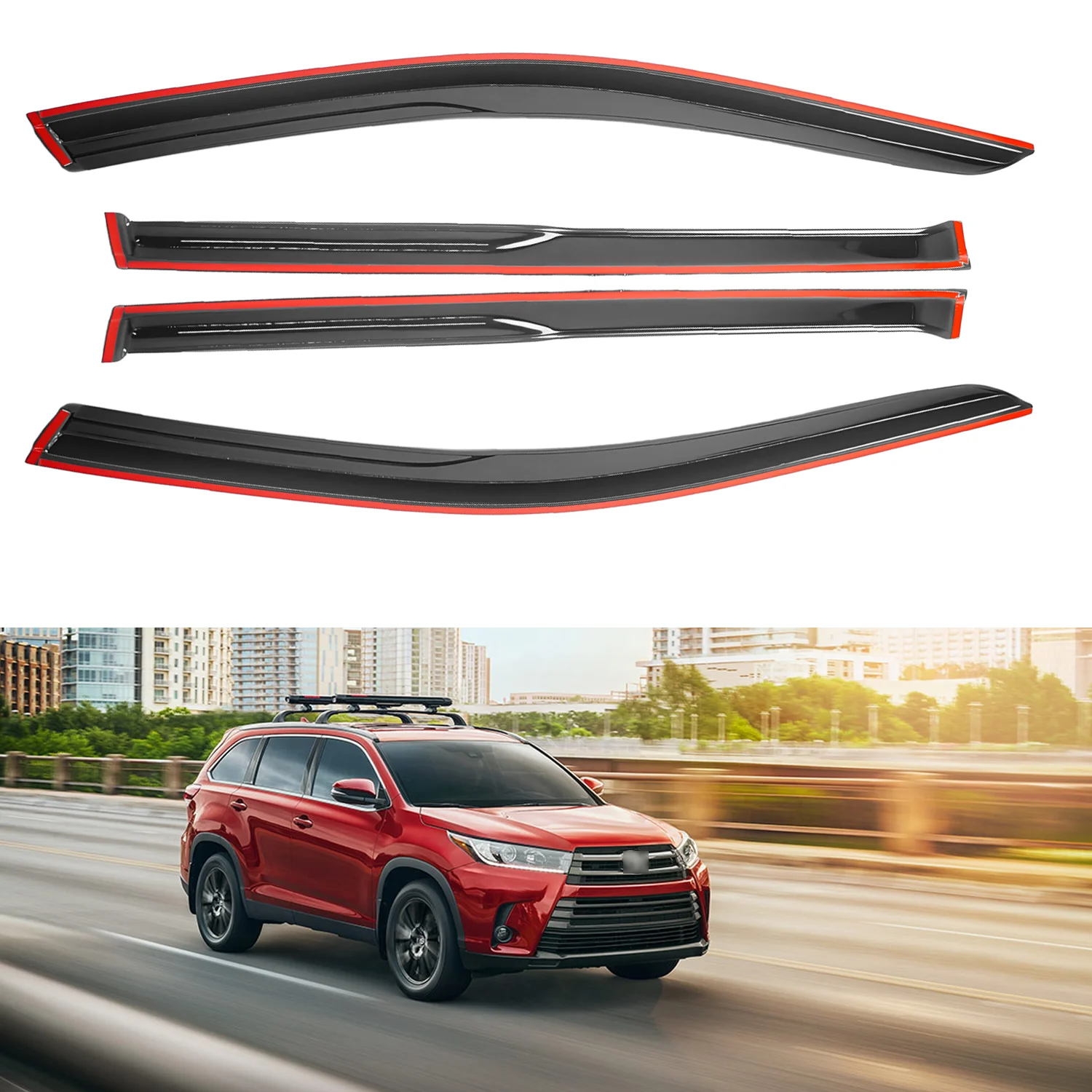 For Toyota Highlander 4-Door 2014-2019 Wind Deflectors Tinted 4pcs Set Window Visor Sun Rain Vent Guards with Drain Channel 1.5MM Thickness
For Toyota Highlander 4-Door 2014-2019 Wind Deflectors Tinted 4pcs Set Window Visor Sun Rain Vent Guards with Drain Channel 1.5MM Thickness
