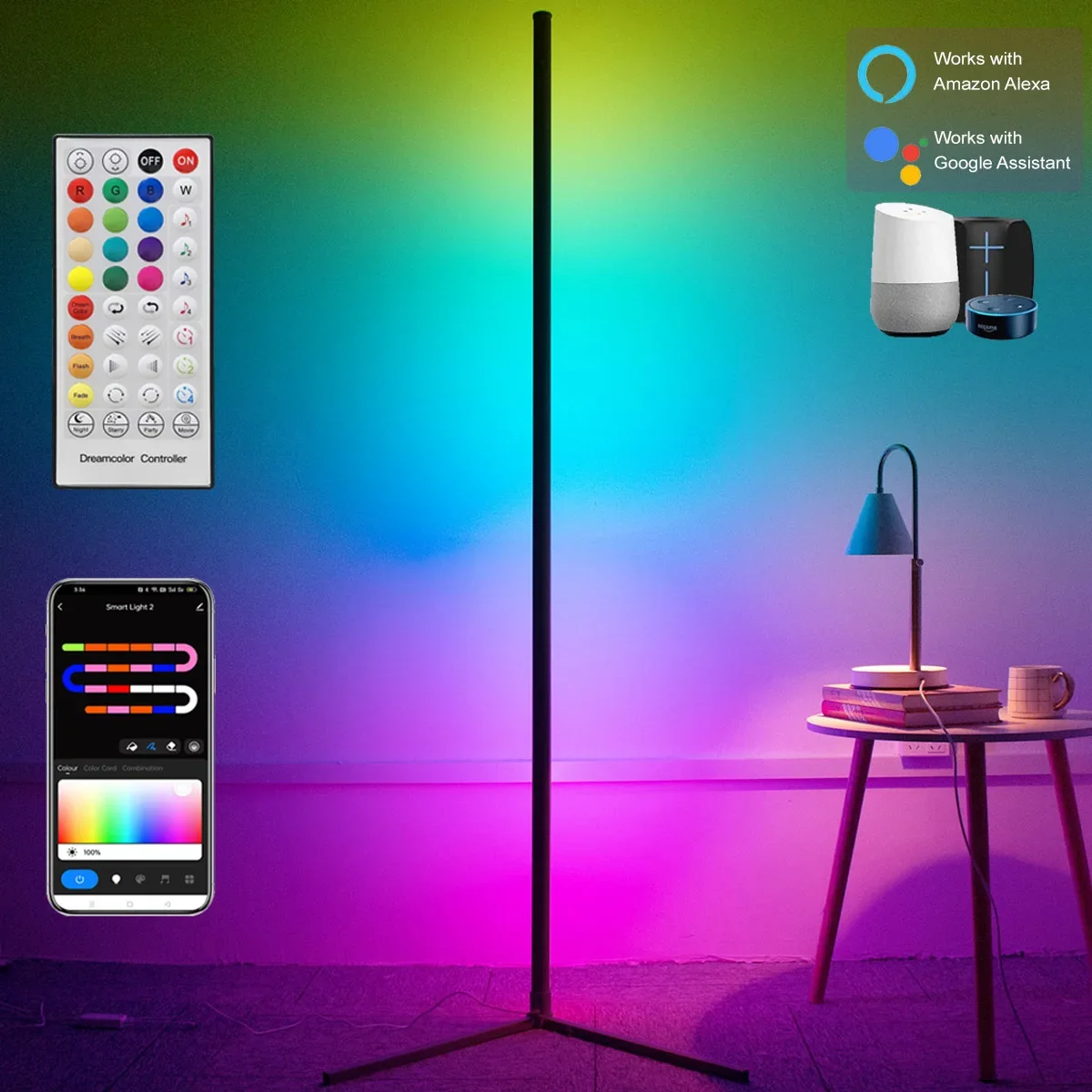 160cm Smart Tuya Corner Floor Lamp Dimmable RGB LED Modern Mood Lighting Alexa Stand Lights for Bedroom Gaming Living Room Decor
160cm Smart Tuya Corner Floor Lamp Dimmable RGB LED Modern Mood Lighting Alexa Stand Lights for Bedroom Gaming Living Room Decor