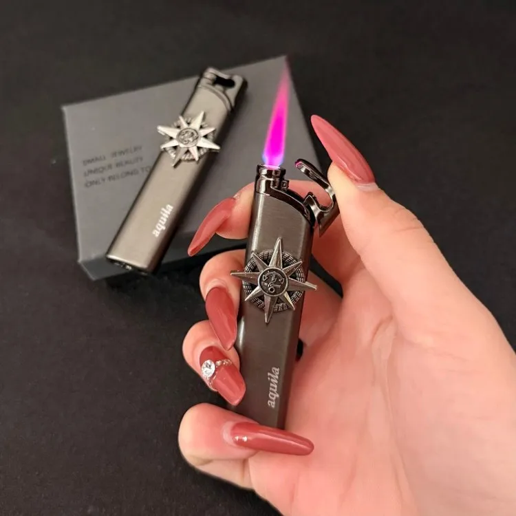 Trendy Nautical Compass Lighter, Sleek Silver Finish, Pink Flame Torch, Refillable Butane for Daily Use Lighters Smoking
Trendy Nautical Compass Lighter, Sleek Silver Finish, Pink Flame Torch, Refillable Butane for Daily Use Lighters Smoking