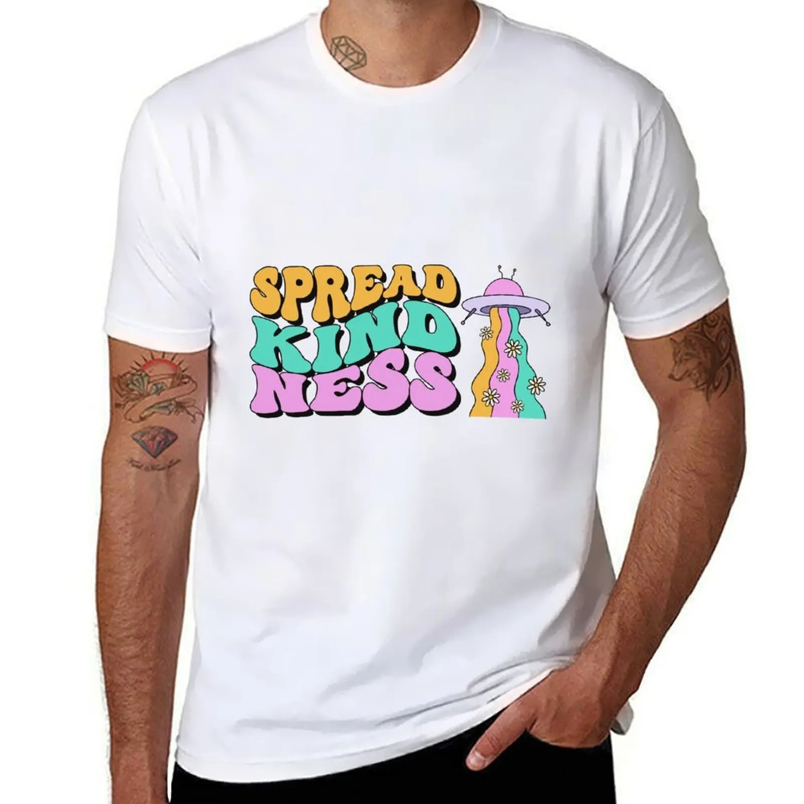 SPREAD KINDNESS Пастельная футболка с НЛО и радугой, мужская футболка, роскошная мужская футболка, футболка
SPREAD KINDNESS Пастельная футболка с НЛО и радугой, мужская футболка, роскошная мужская футболка, футболка