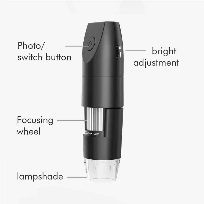 Wireless Digital Microscope 50X-1000X Wifi USB Portable Handheld Coin Microscope Camera With 8 LED
Wireless Digital Microscope 50X-1000X Wifi USB Portable Handheld Coin Microscope Camera With 8 LED