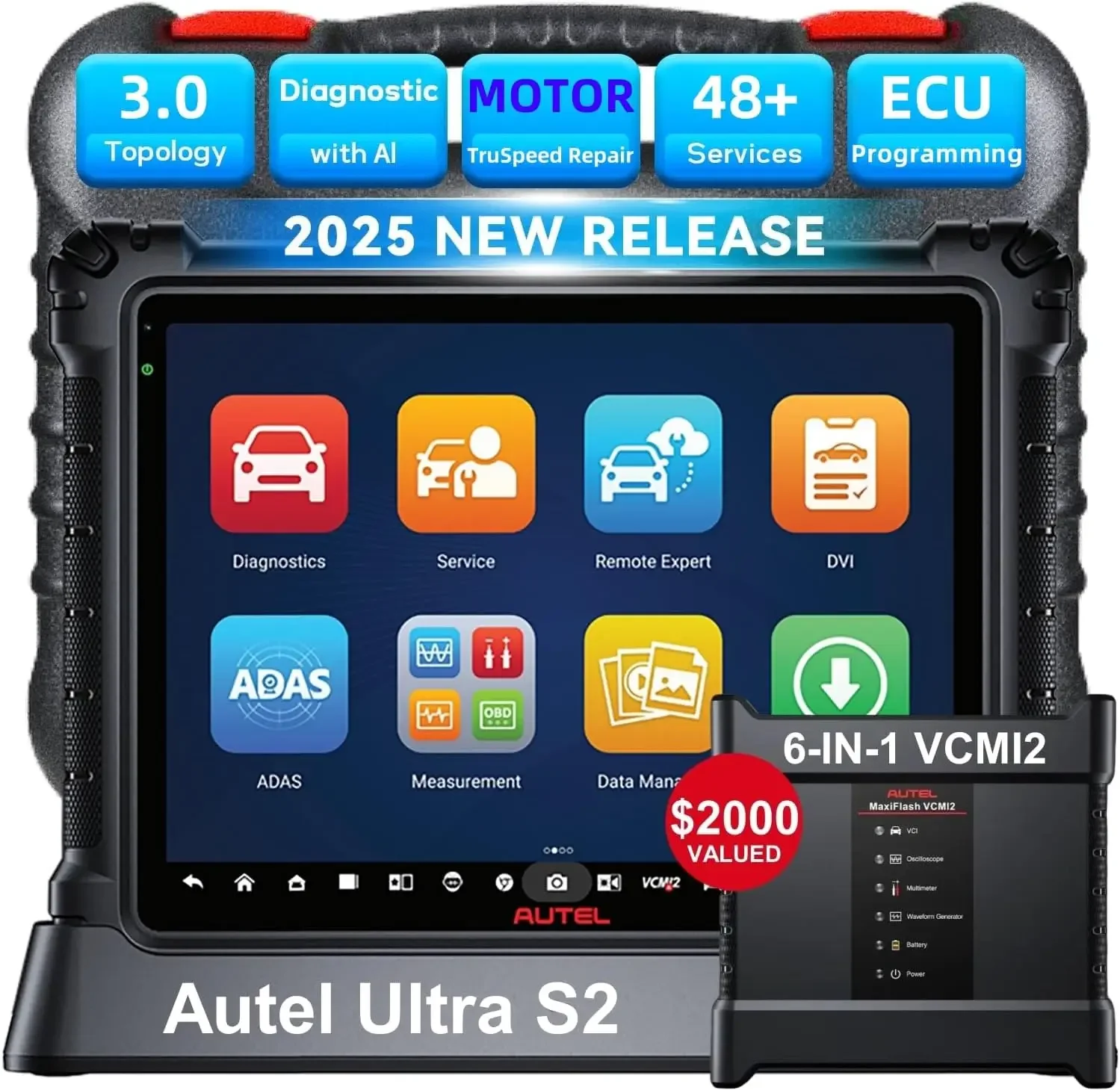 6-in-1 VCMI2, Up of MSUltra MS919, Topology 3.0, Multi-Point DVI, Motor Truspeed Repair, EV Test, 48+ Service, ECU Program
6-in-1 VCMI2, Up of MSUltra MS919, Topology 3.0, Multi-Point DVI, Motor Truspeed Repair, EV Test, 48+ Service, ECU Program