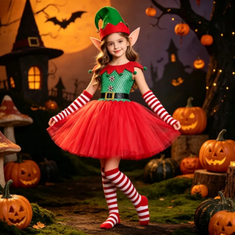 Girls' Elf-style Red Mesh Tutu Dress, Exquisite Kids Stage Performance Clothes, Outfit Set for Halloween & Christmas Parties
Girls' Elf-style Red Mesh Tutu Dress, Exquisite Kids Stage Performance Clothes, Outfit Set for Halloween & Christmas Parties