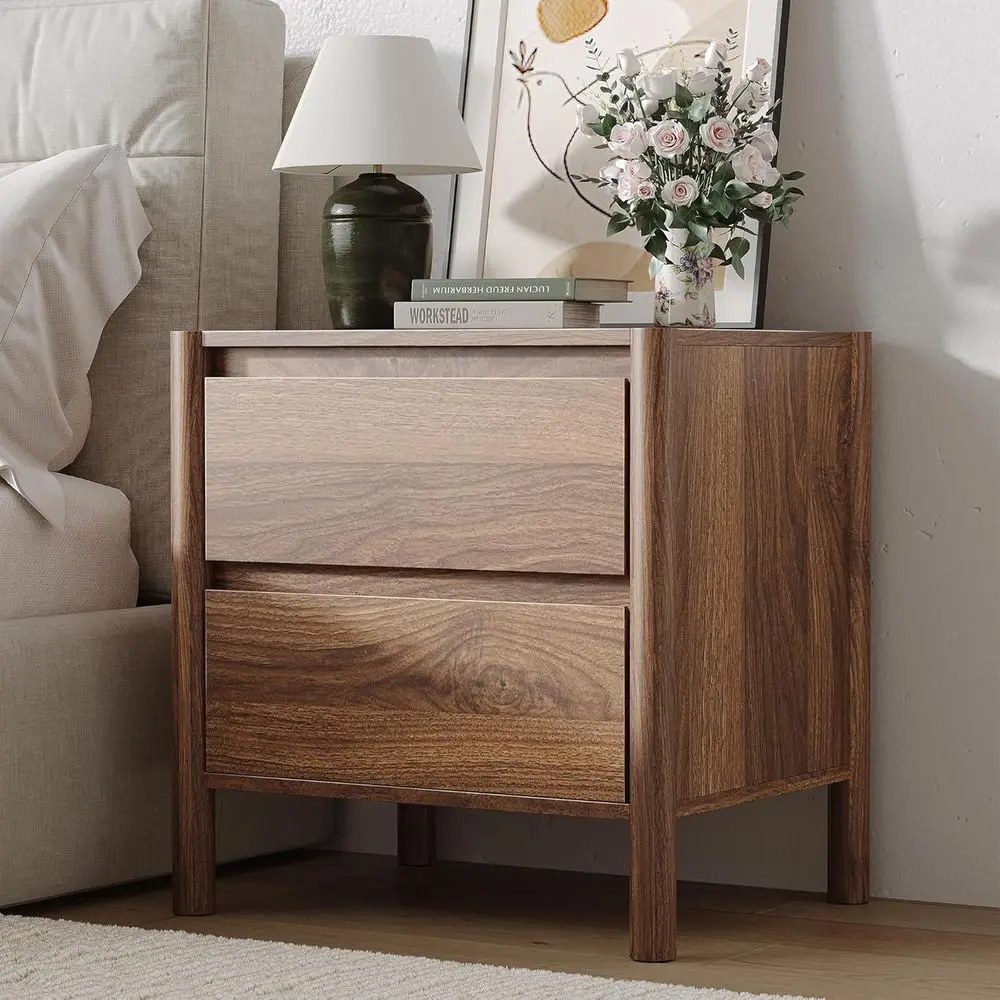 2-Piece Nightstand Set with Drawers, Solid Wood End Table for Bedroom in Walnut Finish
2-Piece Nightstand Set with Drawers, Solid Wood End Table for Bedroom in Walnut Finish