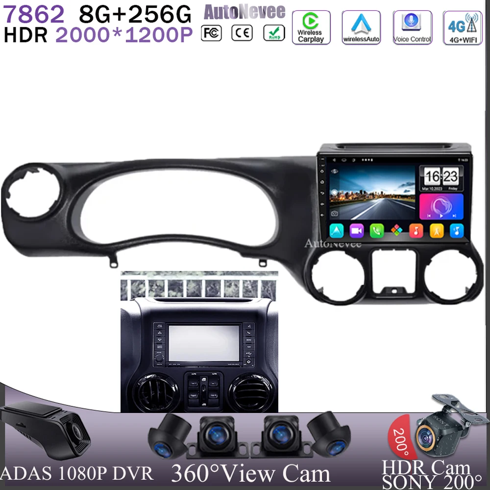 Car Android For Jeep Wrangler 3 JK 2010 - 2018 Player Auto Radio Multimedia GPS 360 Camera HDR CPU QLED Wifi 5G BT Navigation
Car Android For Jeep Wrangler 3 JK 2010 - 2018 Player Auto Radio Multimedia GPS 360 Camera HDR CPU QLED Wifi 5G BT Navigation