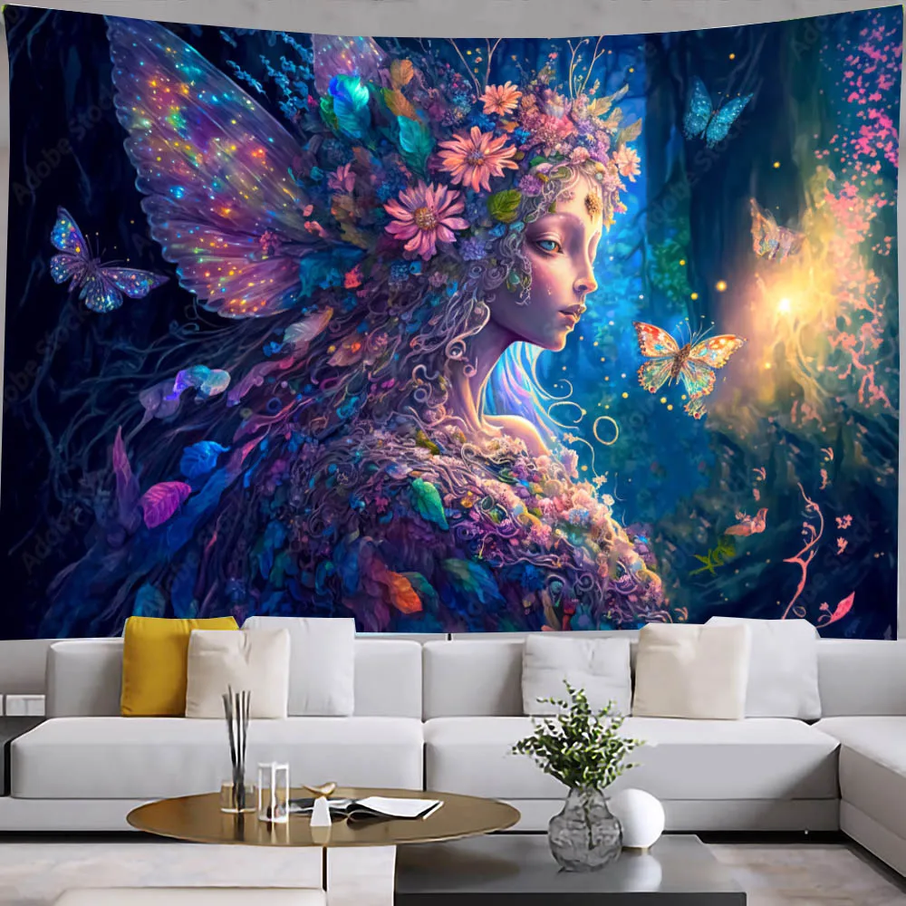 Butterfly Girl Tapestry Wall Hanging Gothic Home Decor Sun and Moon Tapestries Aesthetic Room Bedroom Decoration Kawaii Tapiz
Butterfly Girl Tapestry Wall Hanging Gothic Home Decor Sun and Moon Tapestries Aesthetic Room Bedroom Decoration Kawaii Tapiz