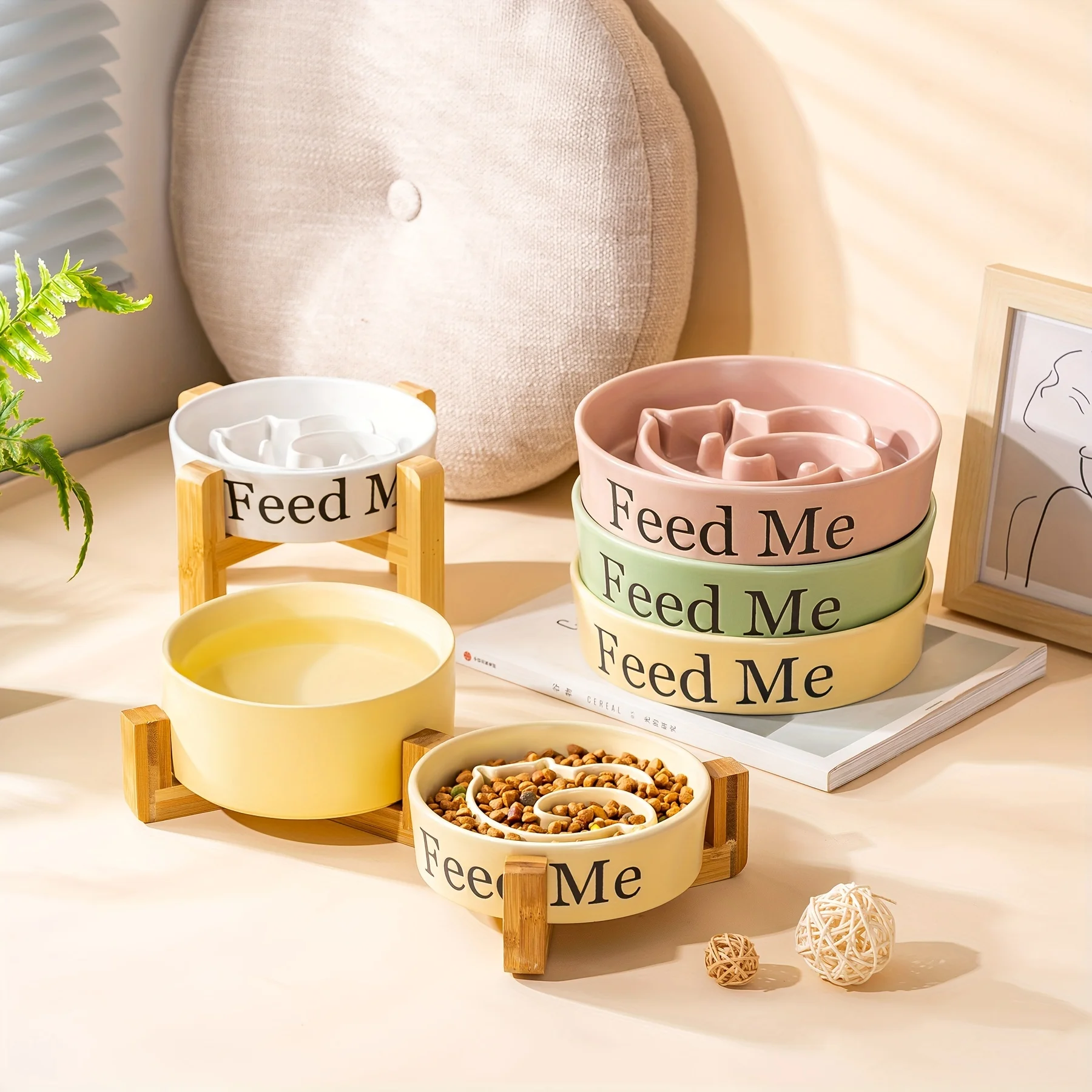 Elevated Ceramic Dog Bowl With Wooden Stand Slow Feeder Puzzle Food And Water Bowl Durable And Stylish For All Breeds
Elevated Ceramic Dog Bowl With Wooden Stand Slow Feeder Puzzle Food And Water Bowl Durable And Stylish For All Breeds