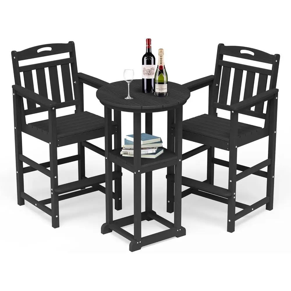 3-Piece Outdoor High Top Table and Chairs Set, Weather-Resistant, Black for Patio, Balcony, Poolside
3-Piece Outdoor High Top Table and Chairs Set, Weather-Resistant, Black for Patio, Balcony, Poolside