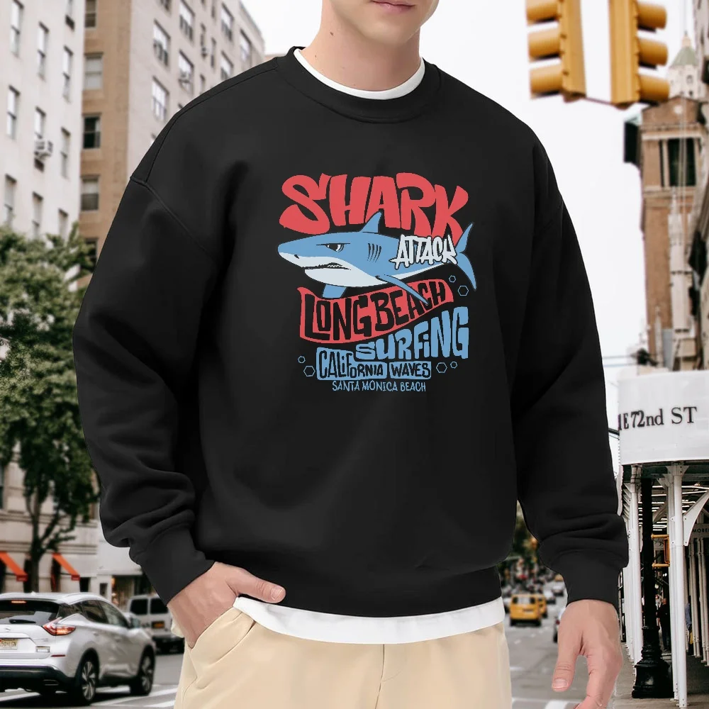 Men's Black Crew Neck Loose Sweatshirt with Shark Letter Print, Street Fashion Brand Top, Casual Sports Style Versatile Long-Sleeve Pullover, Comfortable and Breathable for Everyday Wear
Men's Black Crew Neck Loose Sweatshirt with Shark Letter Print, Street Fashion Brand Top, Casual Sports Style Versatile Long-Sleeve Pullover, Comfortable and Breathable for Everyday Wear