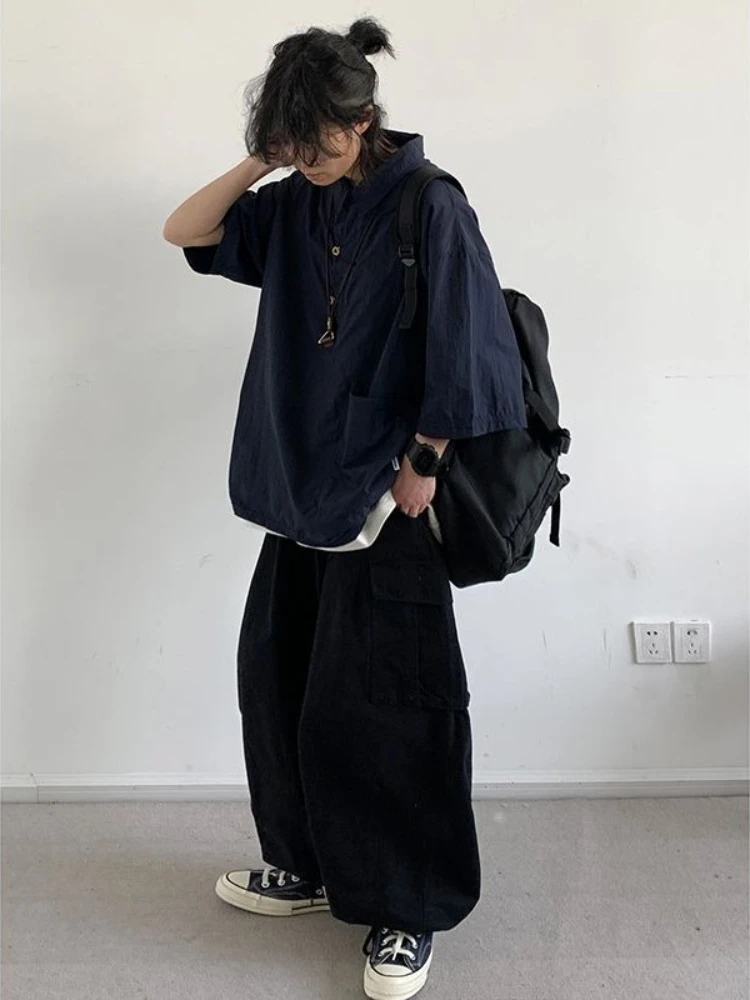 2 Piece Men's Japanese Vintage Oversized Shirt Set Casual Loose Streetwear Short Sleeve Workwear Tops Summer Outfit with Pocket
2 Piece Men's Japanese Vintage Oversized Shirt Set Casual Loose Streetwear Short Sleeve Workwear Tops Summer Outfit with Pocket