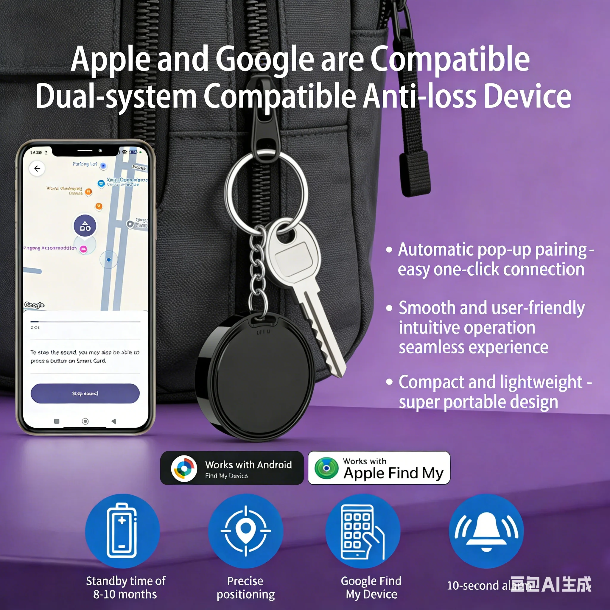 Smart Anti-Lost Tracker Works with Apple Find My Google Find Hub for Keys Wallet Luggage Bags
Smart Anti-Lost Tracker Works with Apple Find My Google Find Hub for Keys Wallet Luggage Bags
