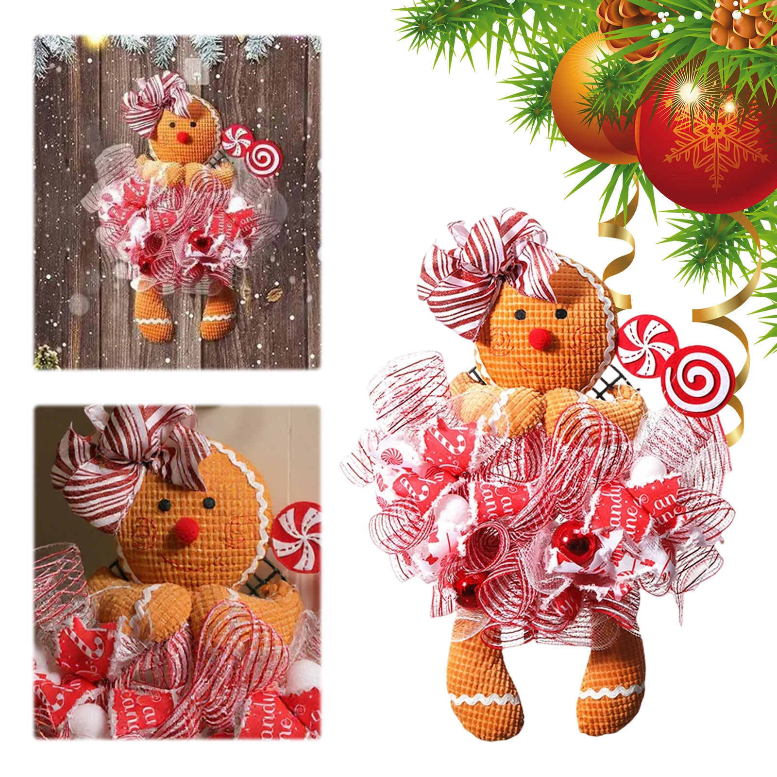 Рождественский венок с пряничной куклой и леденцом, подвесная табличка-украшение для двери, для дома и улицы
Рождественский венок с пряничной куклой и леденцом, подвесная табличка-украшение для двери, для дома и улицы