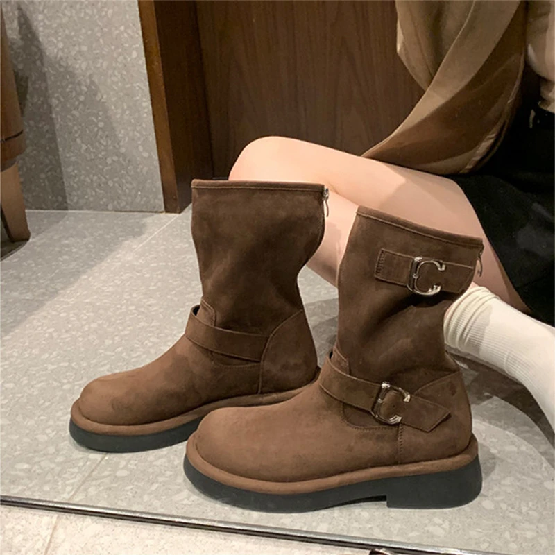 Buckle Strap Design Soft Comfy Women Boots Round Toe Two Heights Ladies Casual Boots Solid Color Back Zipper Zapatos Mujer 2025
Buckle Strap Design Soft Comfy Women Boots Round Toe Two Heights Ladies Casual Boots Solid Color Back Zipper Zapatos Mujer 2025
