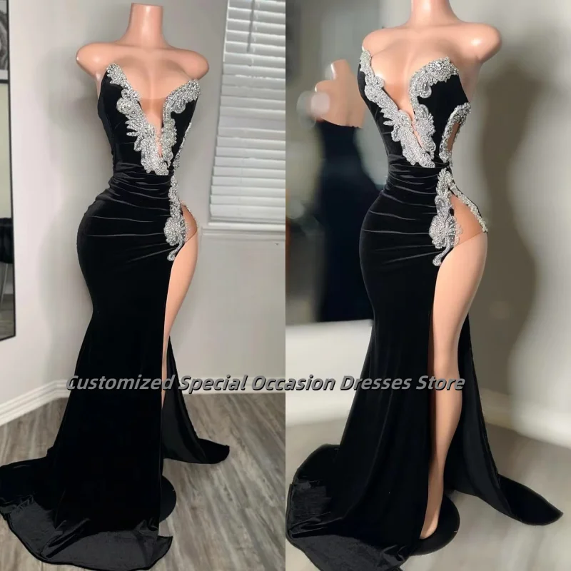Black Prom Dress Women Elegant 2025 Strapless Velvet Evening Party Gowns Beaded Crystal Rhinestones Birthday Dresses Customized
Black Prom Dress Women Elegant 2025 Strapless Velvet Evening Party Gowns Beaded Crystal Rhinestones Birthday Dresses Customized
