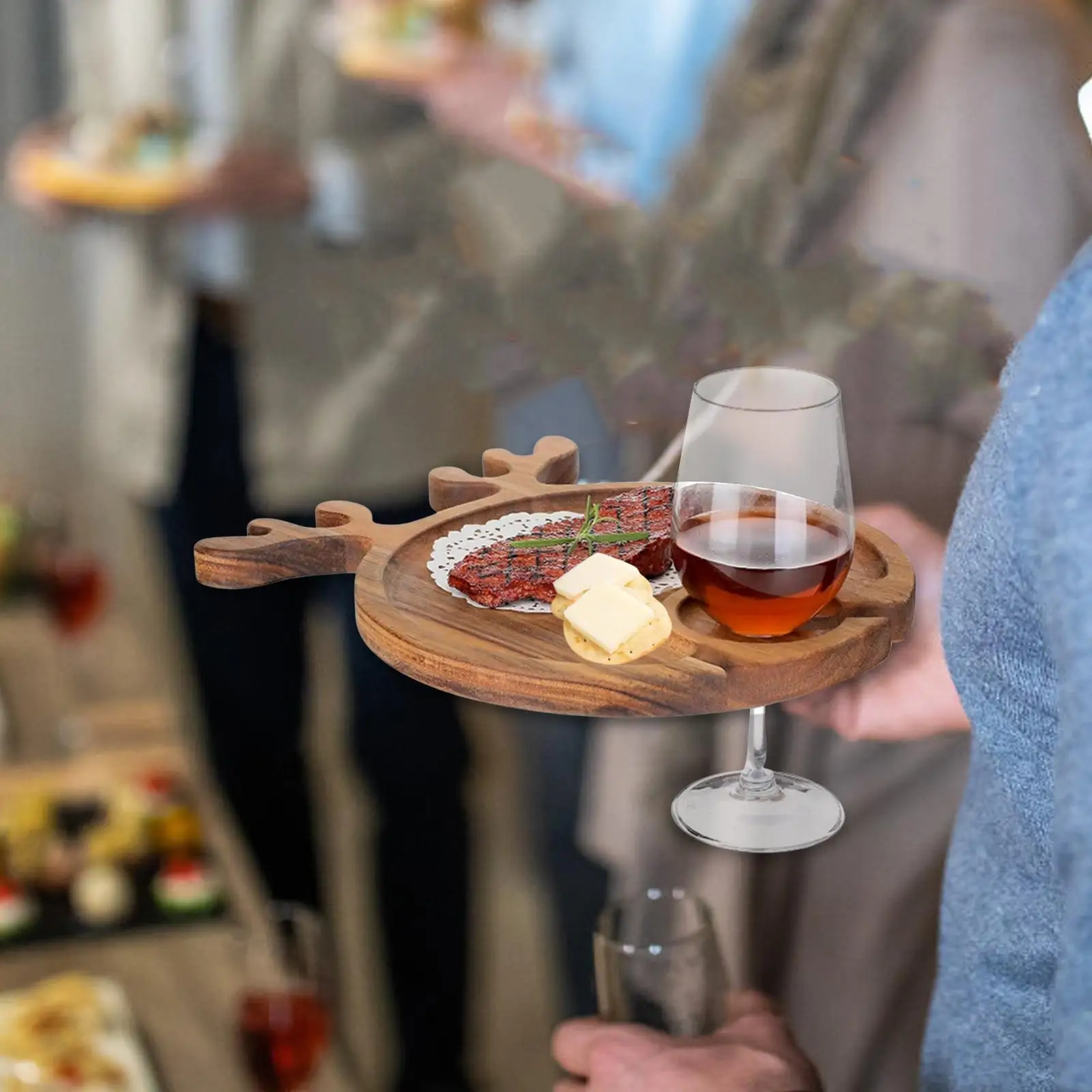 Wooden Appetizer Plate with Drink Glasses Holder Creative Charcuterie Serving Board Holiday Decorative Tray for Party Events
Wooden Appetizer Plate with Drink Glasses Holder Creative Charcuterie Serving Board Holiday Decorative Tray for Party Events