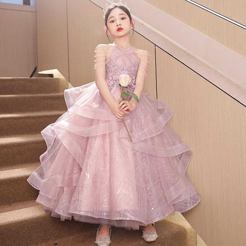 Girls Pink Halter Birthday Princess Dress2025New Style Little Host Piano Performance Children's Fashion Show Dress
Girls Pink Halter Birthday Princess Dress2025New Style Little Host Piano Performance Children's Fashion Show Dress