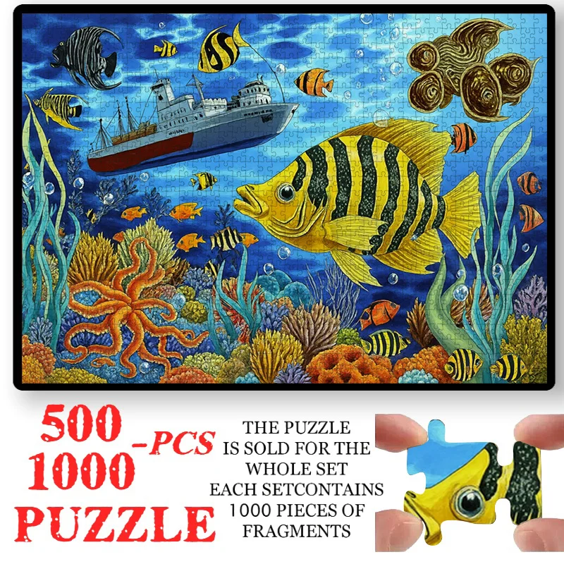 500/1000pcs Large Underwater Ocean World Jigsaw Puzzle Suitable for Adults - Maritime-Themed with Shipwreck, Colorful Fish & R
500/1000pcs Large Underwater Ocean World Jigsaw Puzzle Suitable for Adults - Maritime-Themed with Shipwreck, Colorful Fish & R