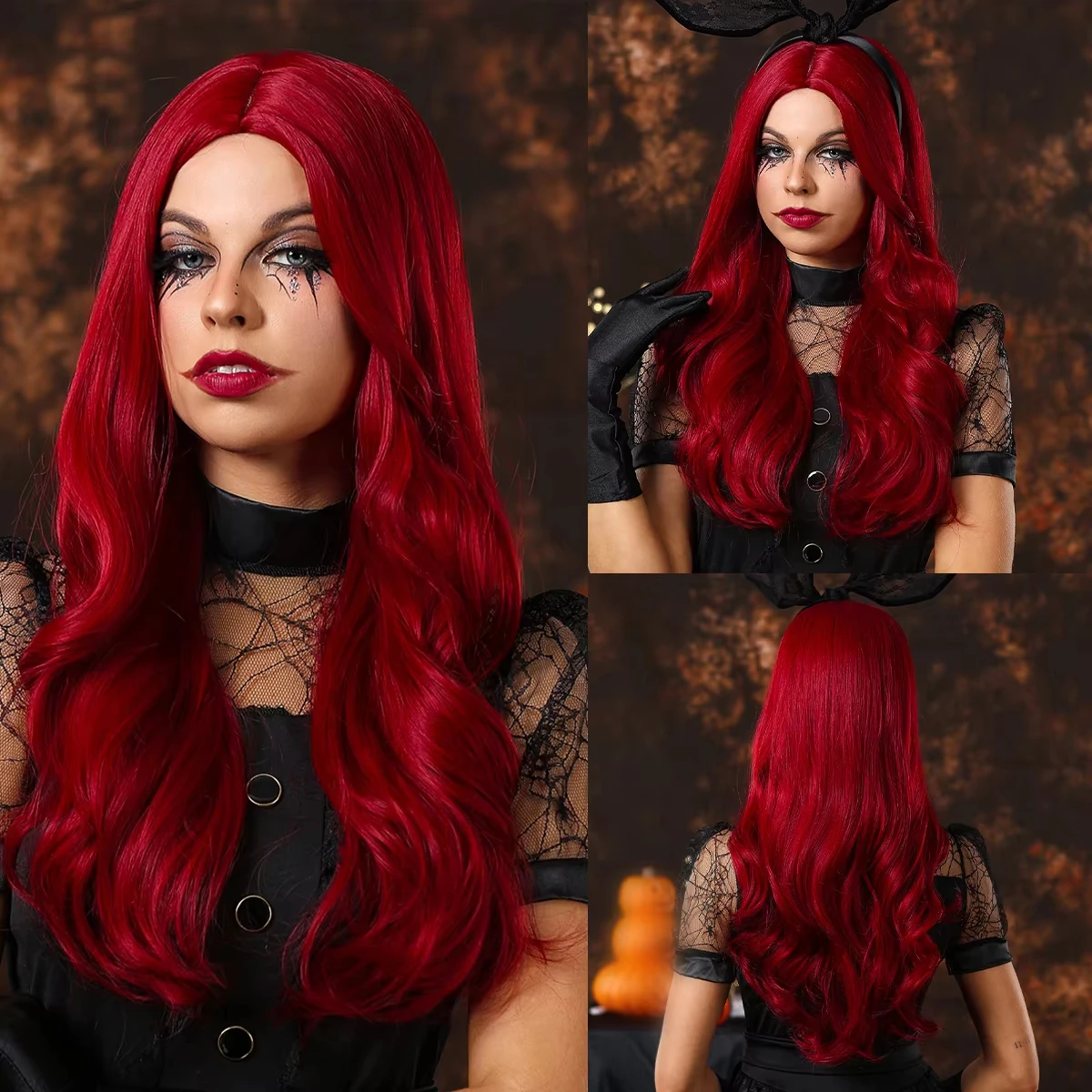 Role-Playing Mela Red Long Curly Synthetic Fiber Wig with Center Parting Women's Party Wig, Heat-Resistant Style
Role-Playing Mela Red Long Curly Synthetic Fiber Wig with Center Parting Women's Party Wig, Heat-Resistant Style
