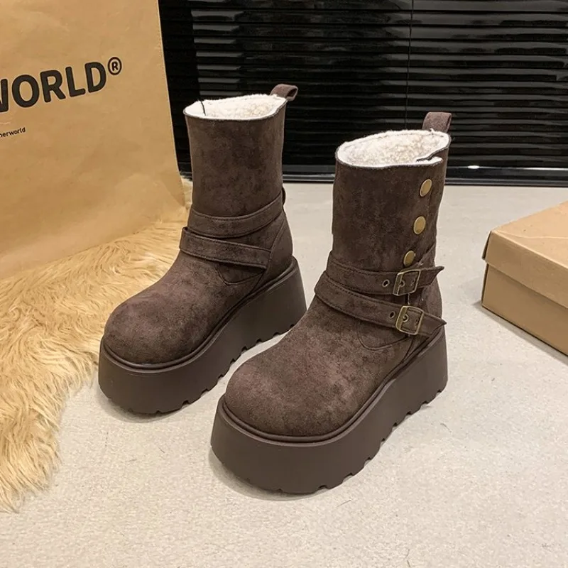 Platform Women's Snow Ankle Boots Suede Mid Heel Cotton Shoes Short Plush Casual Boots Trendy Winter Warm Boots Botas De Mujer
Platform Women's Snow Ankle Boots Suede Mid Heel Cotton Shoes Short Plush Casual Boots Trendy Winter Warm Boots Botas De Mujer
