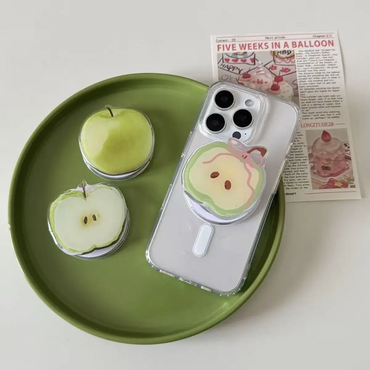 Korean Cute Green Apple For Magsafe Magnetic Phone Griptok Grip Tok Stand For iPhone 17 16 Foldable Wireless Charging Holder
Korean Cute Green Apple For Magsafe Magnetic Phone Griptok Grip Tok Stand For iPhone 17 16 Foldable Wireless Charging Holder