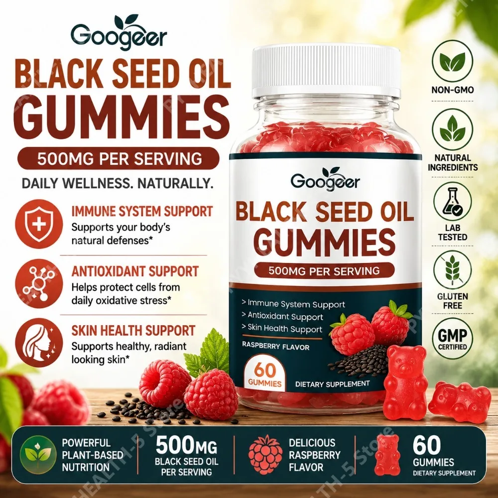 Googeer Black Seed Oil Gummies, 500mg Per Serving, Zinc, Raspberry Flavor, Pomegranate HUI Extract, 60 Gummies, Immune Support
Googeer Black Seed Oil Gummies, 500mg Per Serving, Zinc, Raspberry Flavor, Pomegranate HUI Extract, 60 Gummies, Immune Support