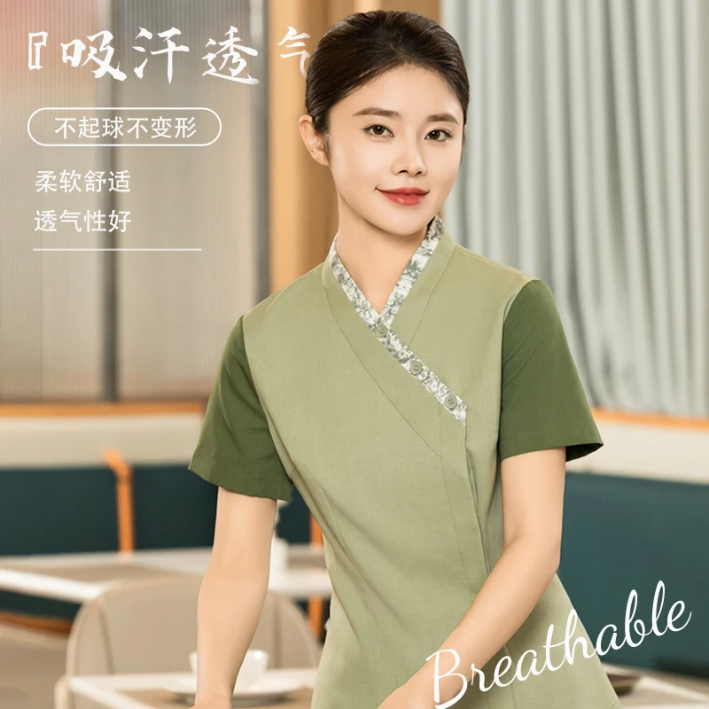 Chinese restaurant waiter work uniform hotel catering tea house staff short-sleeve suit summer women's
Chinese restaurant waiter work uniform hotel catering tea house staff short-sleeve suit summer women's