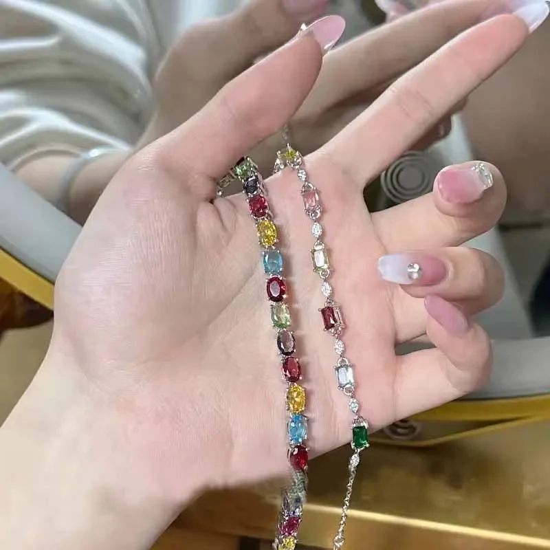 MDL Moissa!ite style Bracelet Colorful Gemstone Bracelet Niche Design Full Diamonds Egg Shape Face Hand Jewelry
MDL Moissa!ite style Bracelet Colorful Gemstone Bracelet Niche Design Full Diamonds Egg Shape Face Hand Jewelry