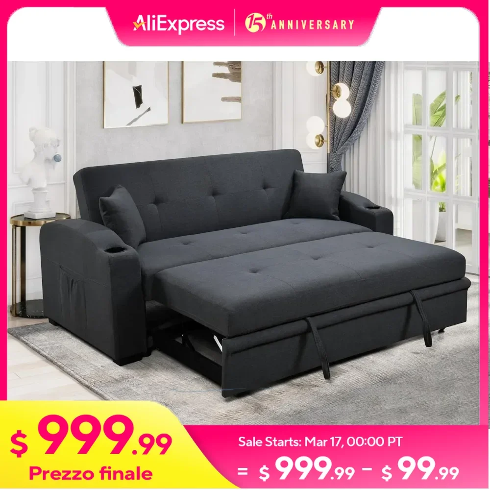 Queen 75'' Convertible Sofa Bed with Cup Holders, Linen Loveseat Couch with Pull Out Bed and Adjustable Backrest,Sofa Bed
Queen 75'' Convertible Sofa Bed with Cup Holders, Linen Loveseat Couch with Pull Out Bed and Adjustable Backrest,Sofa Bed