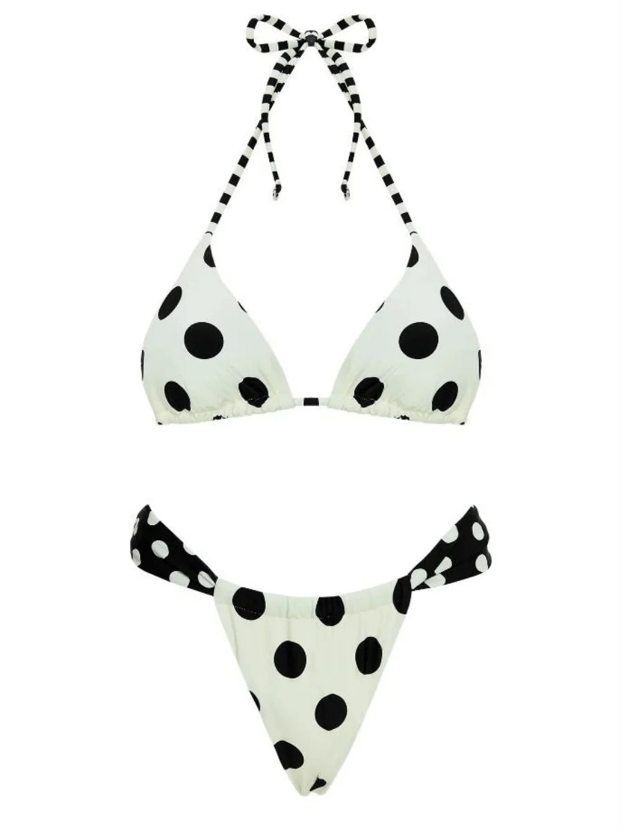 Womens Polka Dot Bikini Set Triangle Halter Neck Bra Top With Low Waist Thong Bottoms Beachwear Vacation Pool Party Swimwear
Womens Polka Dot Bikini Set Triangle Halter Neck Bra Top With Low Waist Thong Bottoms Beachwear Vacation Pool Party Swimwear