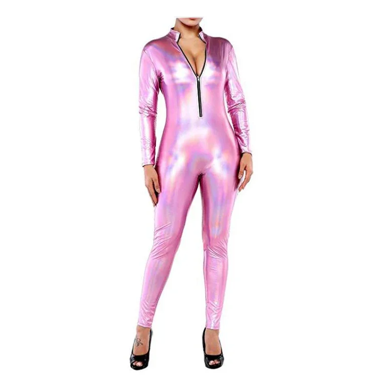 Shiny Holographic Long Sleeve Jumpsuit for Women, Sexy Skinny Bodysuit, Zipper Front Catsuit, Laser Color Clubwear, Novelty
Shiny Holographic Long Sleeve Jumpsuit for Women, Sexy Skinny Bodysuit, Zipper Front Catsuit, Laser Color Clubwear, Novelty
