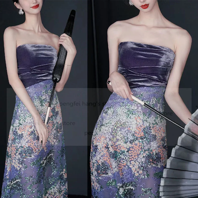 Luxury Mermaid Sequin Dresses Lady Velour Strapless Vestidos De Festa Women Sexy Bride Wedding Banquet Gown New Chinese Dress
Luxury Mermaid Sequin Dresses Lady Velour Strapless Vestidos De Festa Women Sexy Bride Wedding Banquet Gown New Chinese Dress