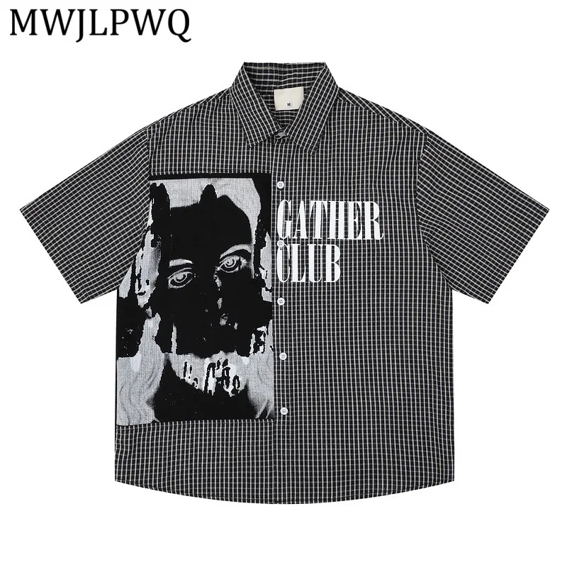 MWJLPWQ Checkered Short-Sleeve Shirt Portrait Grid Patchwork Design Personalized Lettering Fashionable Retro Tops Summer 16134
MWJLPWQ Checkered Short-Sleeve Shirt Portrait Grid Patchwork Design Personalized Lettering Fashionable Retro Tops Summer 16134