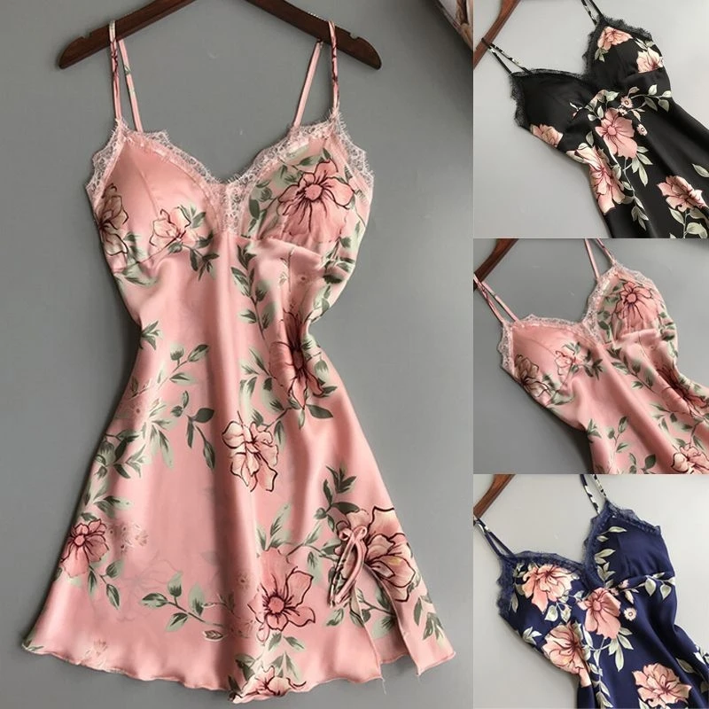 New European and American solid color printed sling nightdress women comfortable home sleepwear
New European and American solid color printed sling nightdress women comfortable home sleepwear
