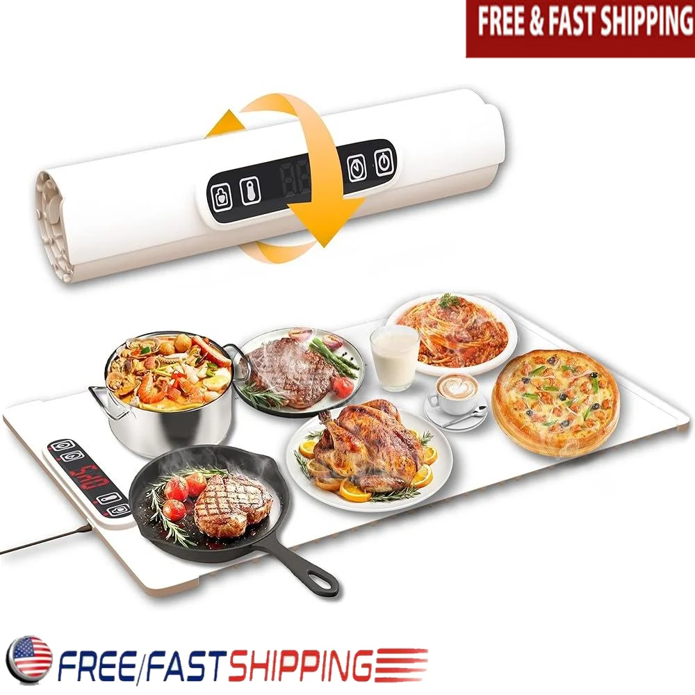Portable Electric Food Warming Mat Quick Heat Tray Buffet Keeper 5-Level Temperature Settings with Timer Safety Features
Portable Electric Food Warming Mat Quick Heat Tray Buffet Keeper 5-Level Temperature Settings with Timer Safety Features