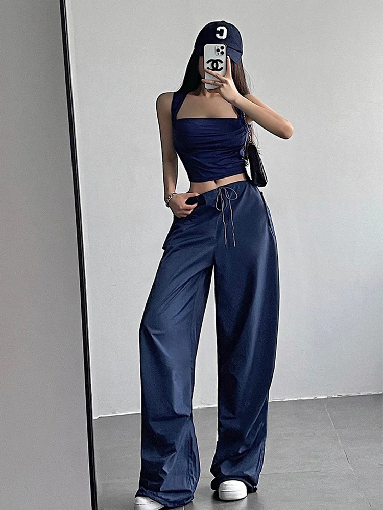 Women's trousers street loose slimming drawstring wide leg pants women's casual workwear trousers high waist loose floor mopping
Women's trousers street loose slimming drawstring wide leg pants women's casual workwear trousers high waist loose floor mopping