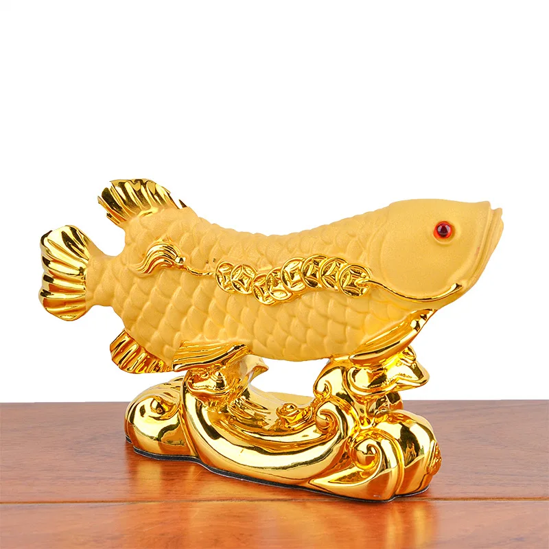 1Pcs Golden Dragon Fish Resin Statue - Feng Shui Wealth Fish Sculpture, Home Office, Decorations Attracting Lucky Money
1Pcs Golden Dragon Fish Resin Statue - Feng Shui Wealth Fish Sculpture, Home Office, Decorations Attracting Lucky Money