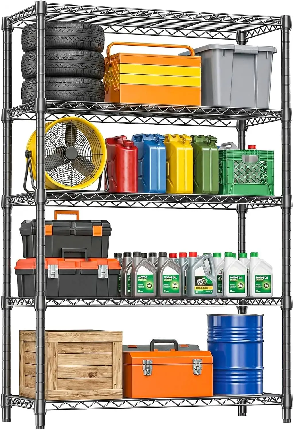 5-Tier Heavy Duty Metal Storage Shelving Unit, Adjustable Steel Wire Rack Shelf Organizer for Garage, Kitchen, Basement
5-Tier Heavy Duty Metal Storage Shelving Unit, Adjustable Steel Wire Rack Shelf Organizer for Garage, Kitchen, Basement