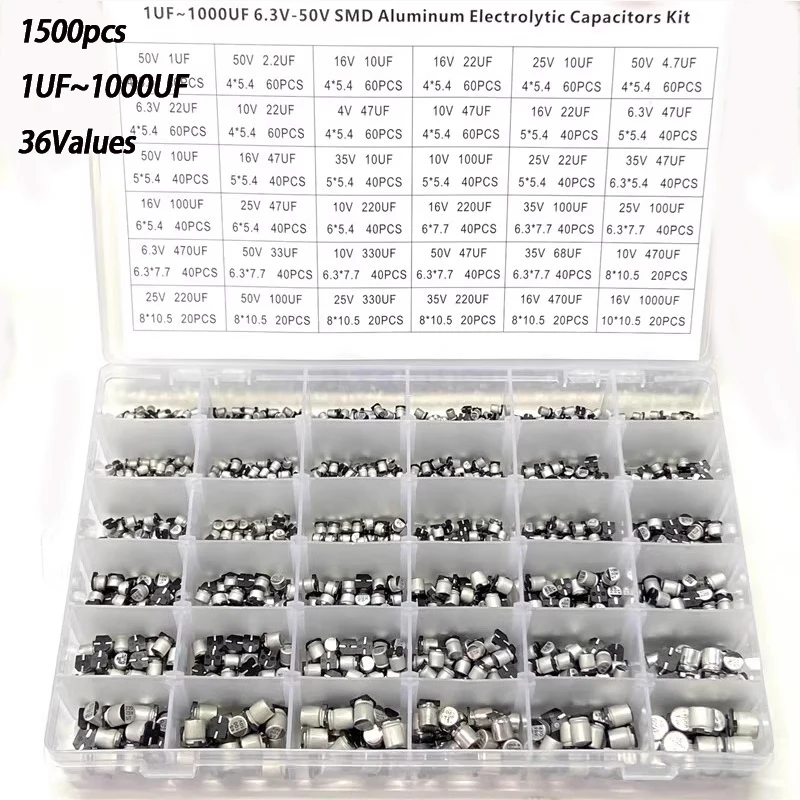 Алюминиевые электролитические SMD-конденсаторы 1мкФ~1000мкФ 6.3В-50В, 24/36 значений, в комплекте с коробкой для ремонта
Алюминиевые электролитические SMD-конденсаторы 1мкФ~1000мкФ 6.3В-50В, 24/36 значений, в комплекте с коробкой для ремонта
