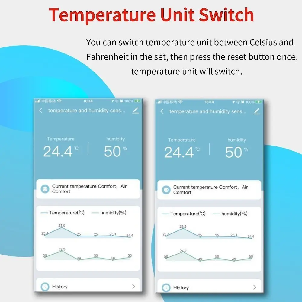 Intelligent WiFi Temperature Humidity Sensor APP Control Wireless Remote Monitor Humidity Temperature Monitor Multifunctional
Intelligent WiFi Temperature Humidity Sensor APP Control Wireless Remote Monitor Humidity Temperature Monitor Multifunctional