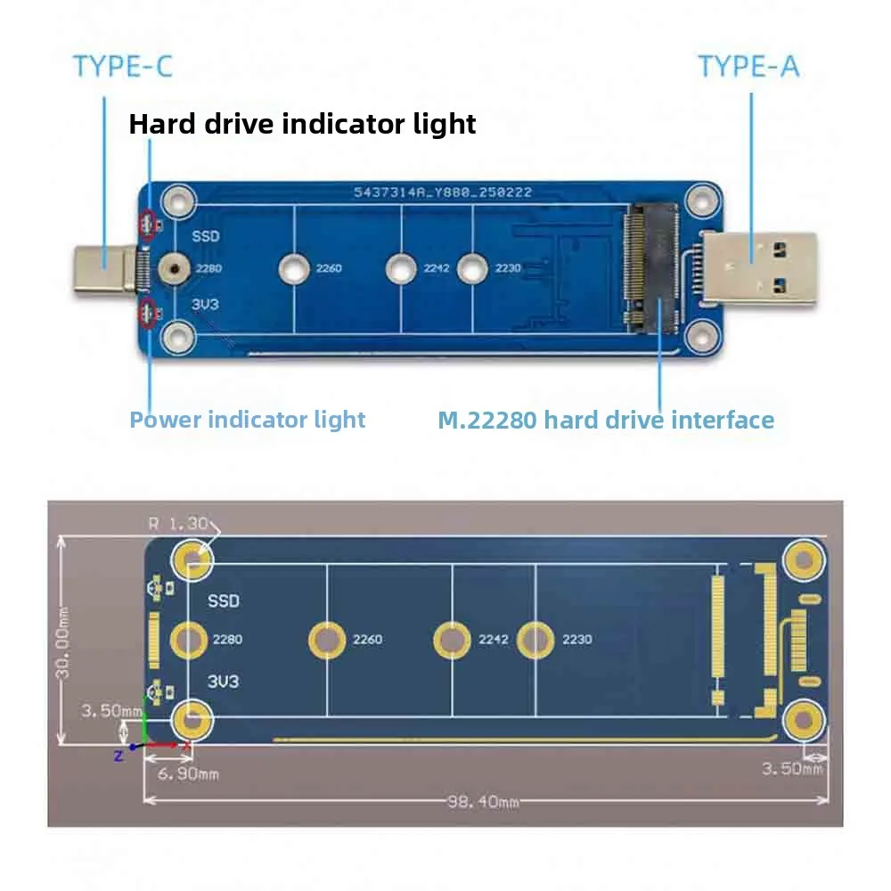 USB3.2 to NVME Dual-head Direct Plug-in SSD Solid-state Drive Enclosure JMS583 Adapter Card Converter with Power Indicator Light
USB3.2 to NVME Dual-head Direct Plug-in SSD Solid-state Drive Enclosure JMS583 Adapter Card Converter with Power Indicator Light