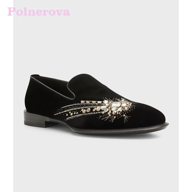 Men Runway Suede Leather Loafers Black Glitter Shoes Rhinestone Inlay Handmade Embroidery Loafers Shoes Party Wedding Shoes
Men Runway Suede Leather Loafers Black Glitter Shoes Rhinestone Inlay Handmade Embroidery Loafers Shoes Party Wedding Shoes