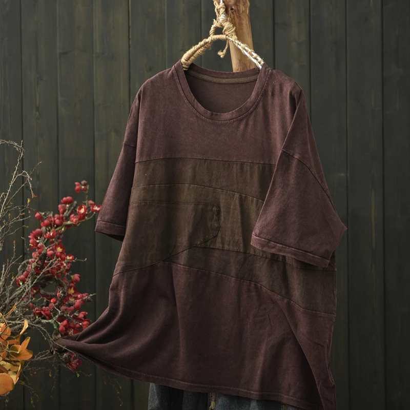 Women Casual Cotton T-shirts New 2026 Summer Vintage Style O-neck Patchwork Color Loose Female Short Sleeve Tops Tees M2709
Women Casual Cotton T-shirts New 2026 Summer Vintage Style O-neck Patchwork Color Loose Female Short Sleeve Tops Tees M2709