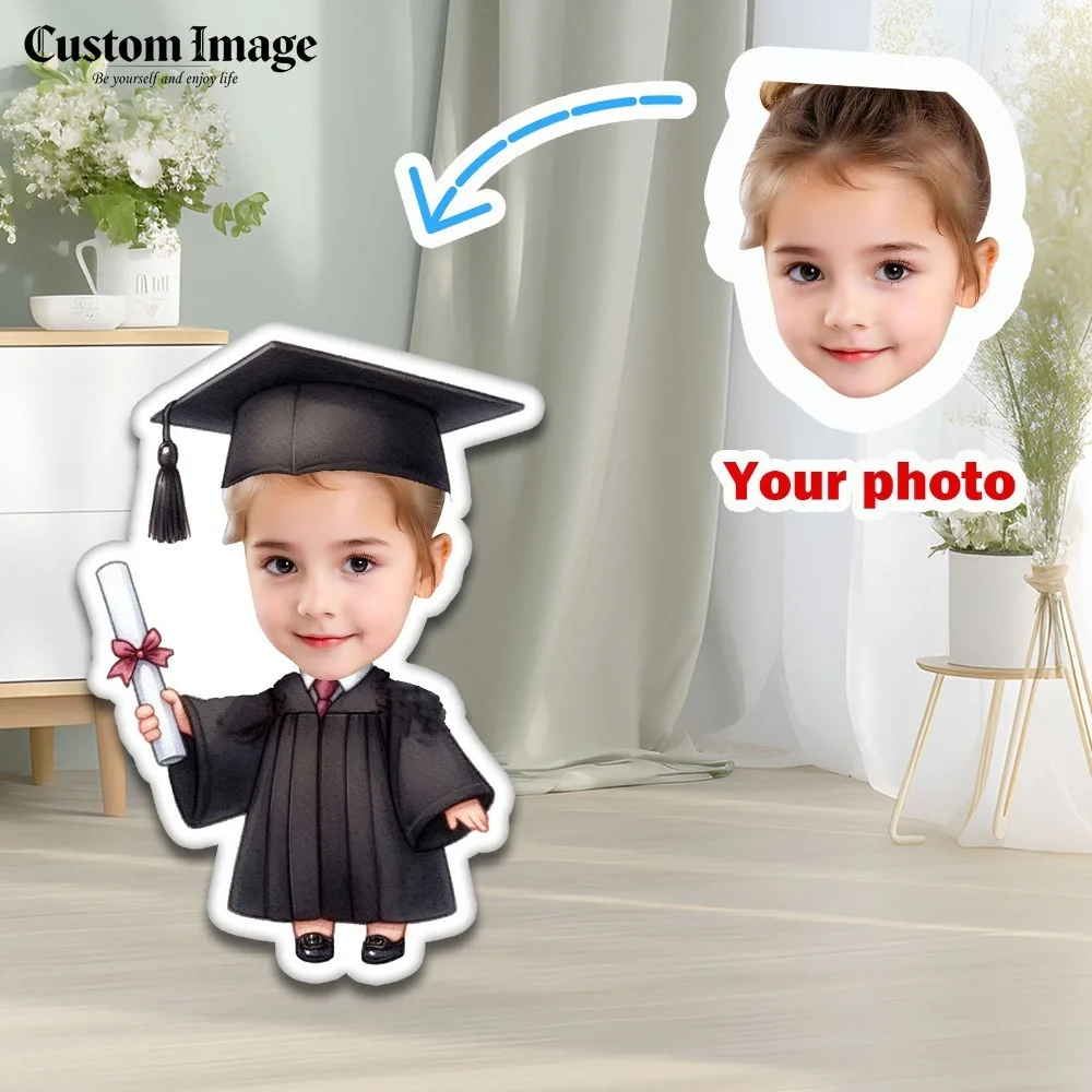 Graduation DIY Custom Photo Pillow, Doll Shaped Cushion with Graduation Cap, Graduation Souvenir Decor Gift
Graduation DIY Custom Photo Pillow, Doll Shaped Cushion with Graduation Cap, Graduation Souvenir Decor Gift