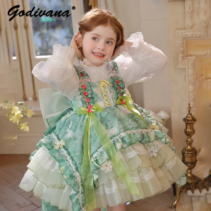 Sweet Baby Girls 2026 New Summer Heavy Tulle Lolita Princess Tutu Dress Kids Pastorale Floral Green Mesh Suspender Ball Gown
Sweet Baby Girls 2026 New Summer Heavy Tulle Lolita Princess Tutu Dress Kids Pastorale Floral Green Mesh Suspender Ball Gown