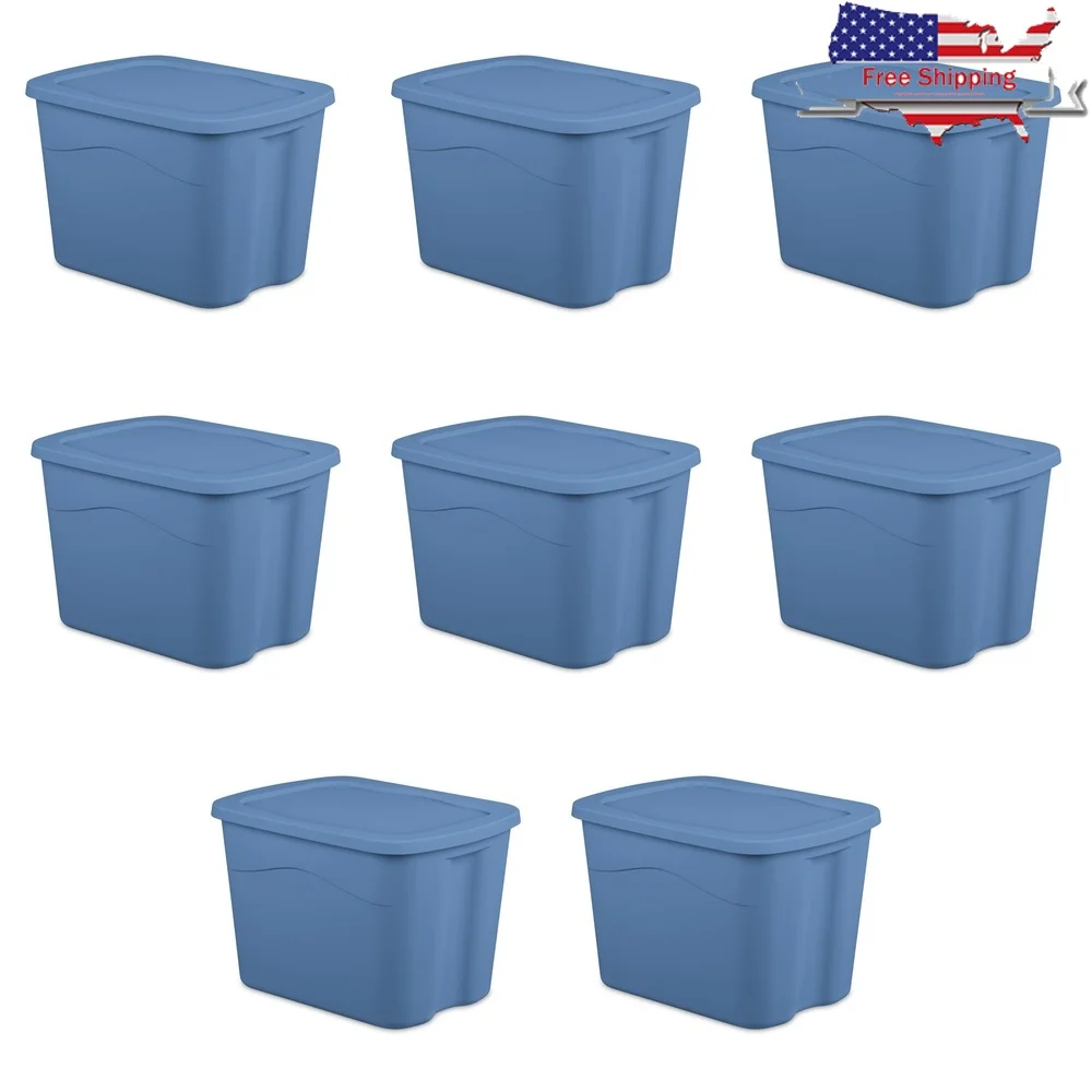 Large Storage Bin 18 Gallon Snap-on Lid Tote 8 Pack Stackable Plastic Bins with Integrated Handles Home Organization
Large Storage Bin 18 Gallon Snap-on Lid Tote 8 Pack Stackable Plastic Bins with Integrated Handles Home Organization