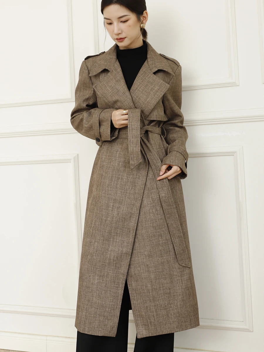 Fall 2025 Women's Loose Hepburn Sle Coat Belted Oversize Coffee Color Casual Vintage Windbreaker Outerwear Korean Straight Cut
Fall 2025 Women's Loose Hepburn Sle Coat Belted Oversize Coffee Color Casual Vintage Windbreaker Outerwear Korean Straight Cut